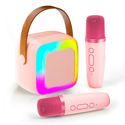 Portable Karaoke Bluetooth Speaker with Wireless Mics & HiFi Sound for Family Fun