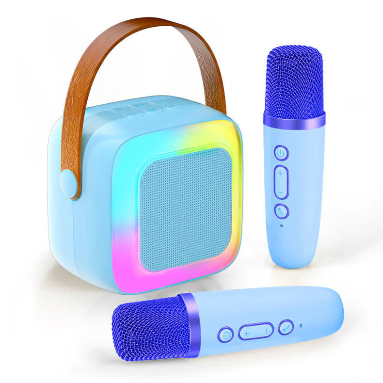 Portable Karaoke Bluetooth Speaker with Wireless Mics & HiFi Sound for Family Fun