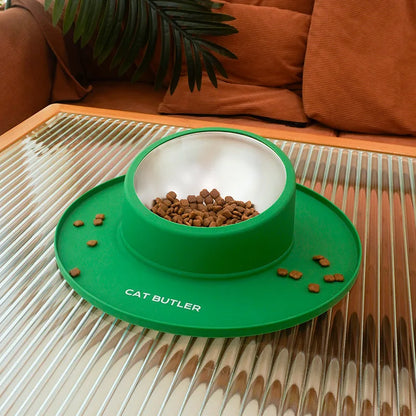 Anti-Spill Silicone & Stainless Steel Pet Bowl Set for Dogs and Cats