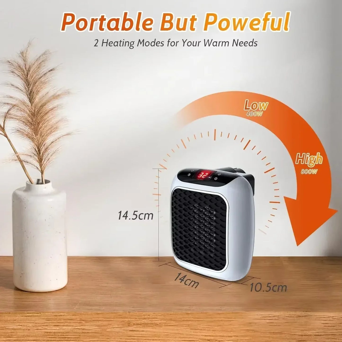 Remote Control Portable Heater Electric Hand Warmer & Wall-Mounted Space Heater for Home