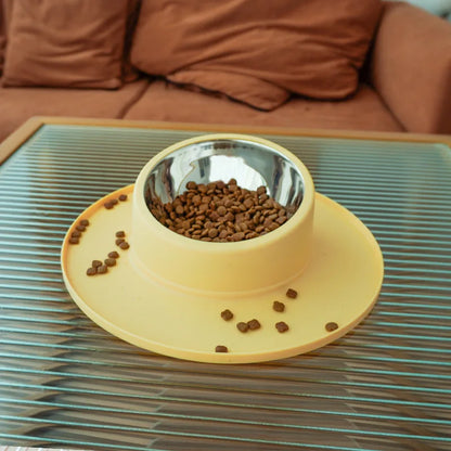 Anti-Spill Silicone & Stainless Steel Pet Bowl Set for Dogs and Cats