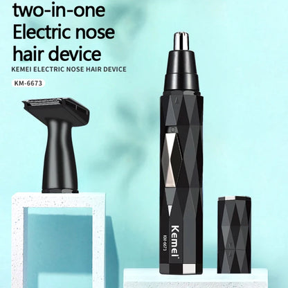 Kemei 2-in-1 Rechargeable Nose & Beard Trimmer for Men – Eyebrow, Ear & Hair Removal - storedevanci