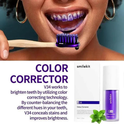 V34 SmileKit 30ml Purple Toothpaste: Tartar Removal & Whitening for Fresh Breath - storedevanci