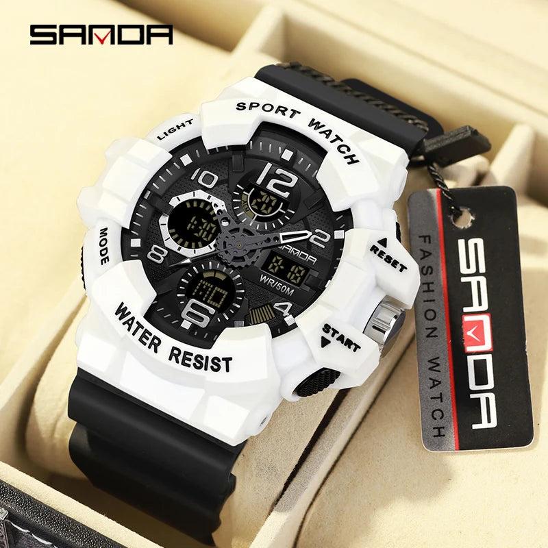 Sanda G-Style Military Digital Shock Sports Watch For Men - Waterproof Electronic Wristwatch - storedevanci