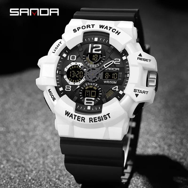 Sanda G-Style Military Digital Shock Sports Watch For Men - Waterproof Electronic Wristwatch - storedevanci