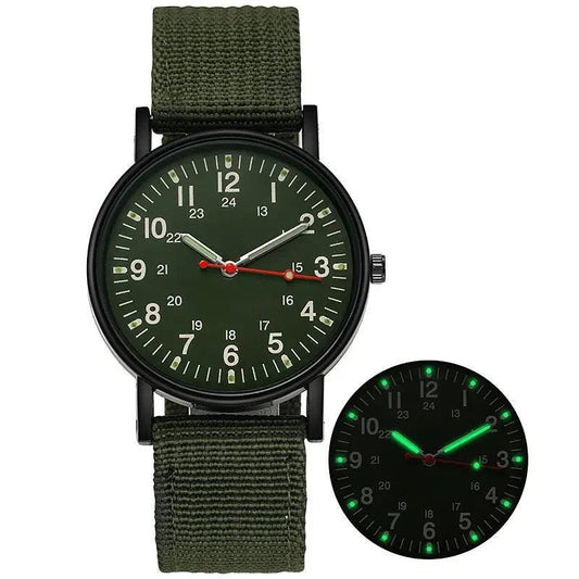 Fashion Men’s Luminous Nylon Band Military Quartz Watch - Waterproof Shockproof Army Wristwatch