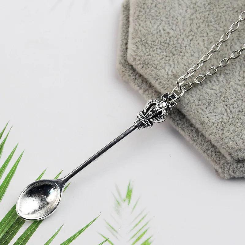 Mini Crowns Spoon Necklace Vintage Mini Teaspoon Pendant Necklaces Cosplay Toys Gifts - storedevanci