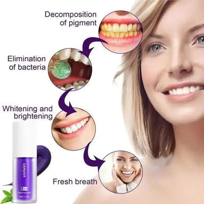 V34 SmileKit 30ml Purple Toothpaste: Tartar Removal & Whitening for Fresh Breath - storedevanci