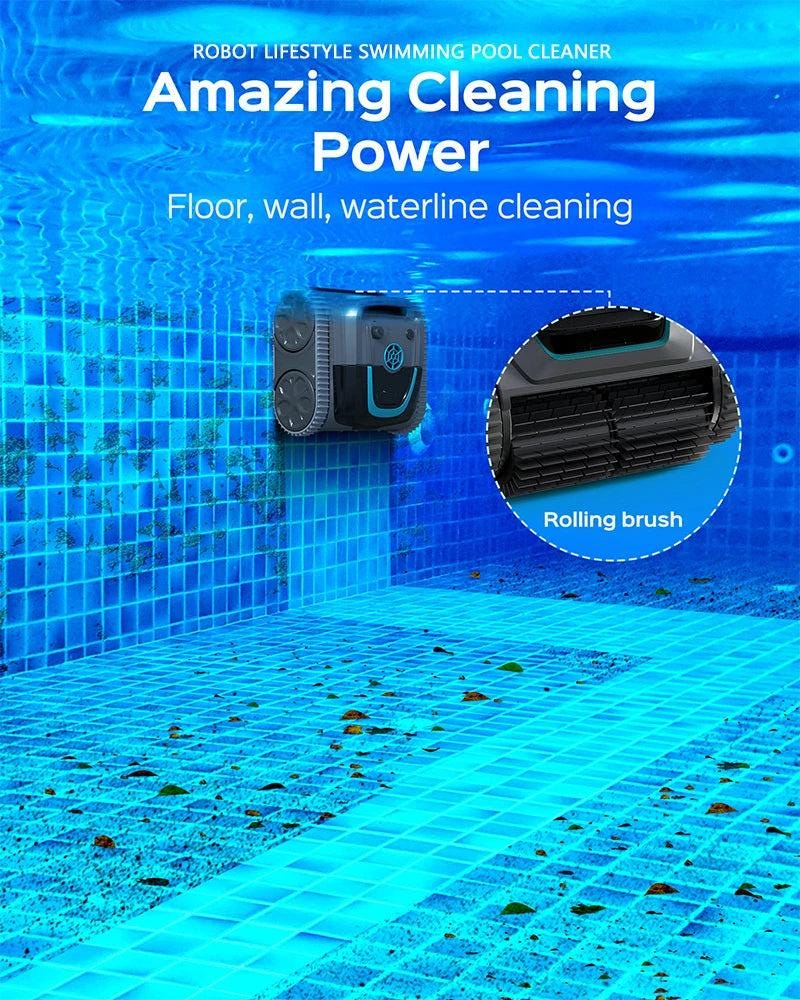 Robot Pool Cleaner - Cordless, App Control, 6400Mah Battery, Route Planning For All Surfaces