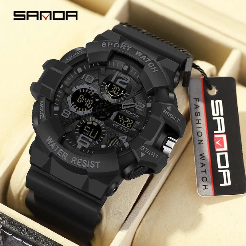 Sanda G-Style Military Digital Shock Sports Watch For Men - Waterproof Electronic Wristwatch - storedevanci