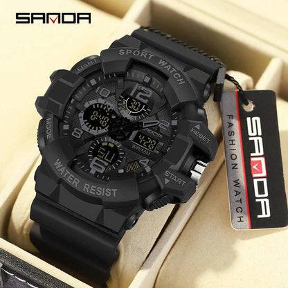 Sanda G-Style Military Digital Shock Sports Watch For Men - Waterproof Electronic Wristwatch - storedevanci