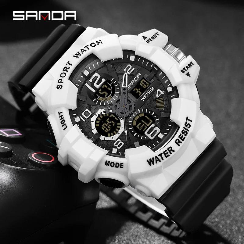 Sanda G-Style Military Digital Shock Sports Watch For Men - Waterproof Electronic Wristwatch - storedevanci