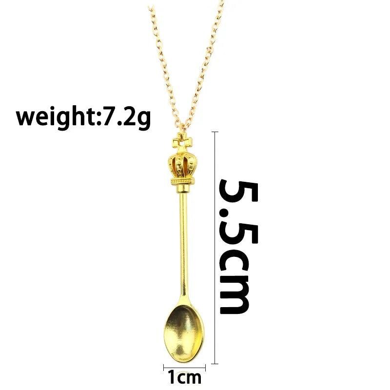 Mini Crowns Spoon Necklace Vintage Mini Teaspoon Pendant Necklaces Cosplay Toys Gifts - storedevanci