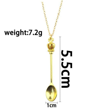 Mini Crowns Spoon Necklace Vintage Mini Teaspoon Pendant Necklaces Cosplay Toys Gifts - storedevanci